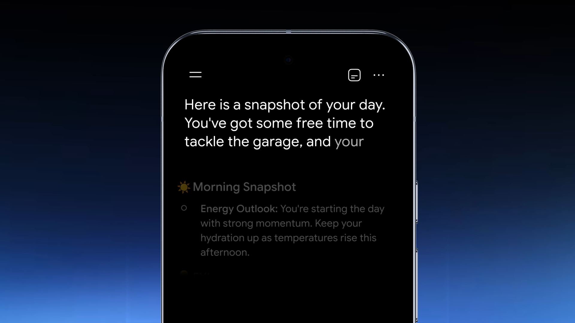 Gemini Live on Android presenting a spoken morning briefing