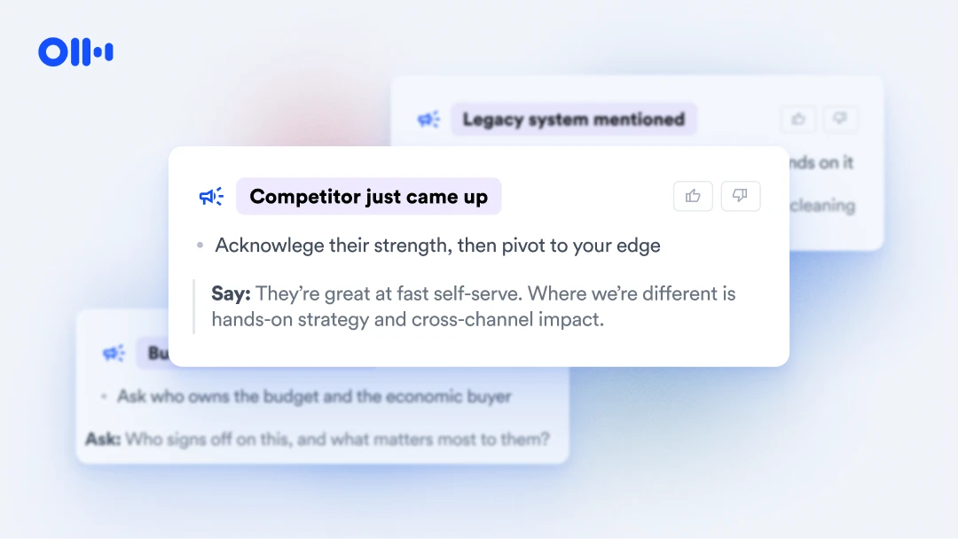 Otter Live Assist showing private real-time coaching guidance during a call