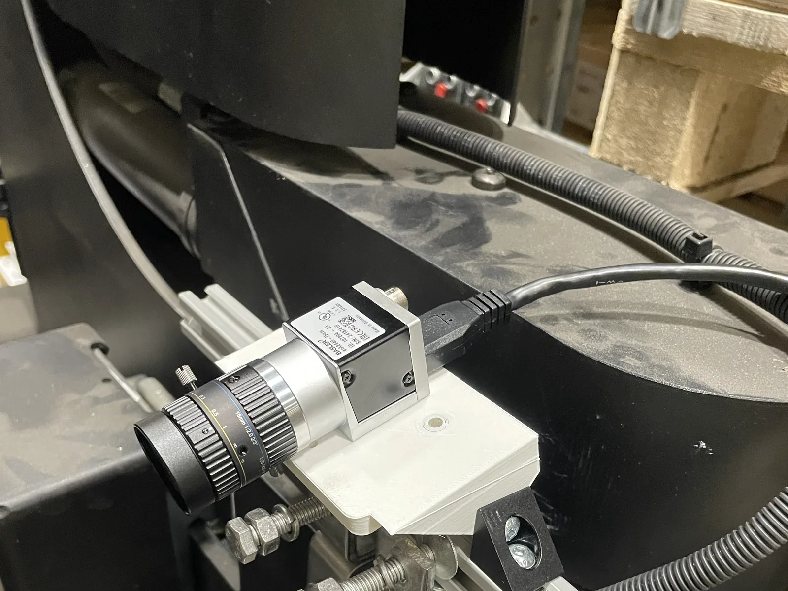A LabelDetector camera mounted and running at the pilot installation