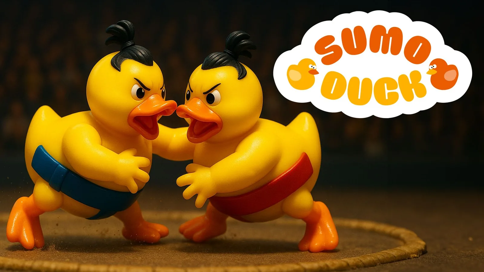 The Sumo Duck splash screen: two rubber ducks wrestling in a sumo ring