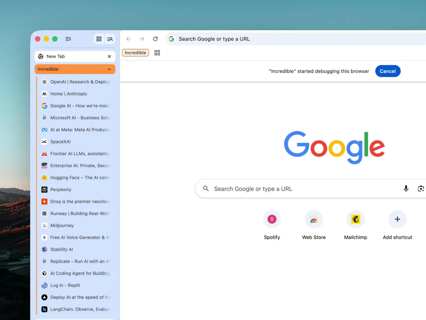 Incredible browser workflow running beside a webpage on the desktop